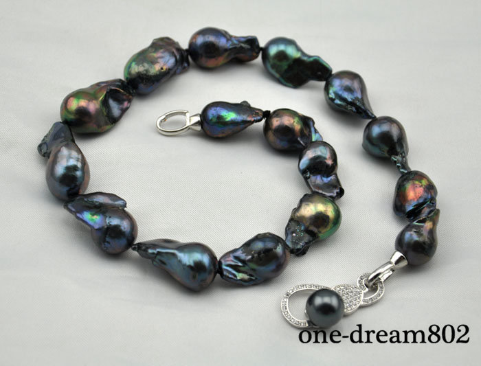 Natural Multicolor Baroque Keshi Pearl Pendant Necklace – 12-13mm, Silver Plated, Handmade