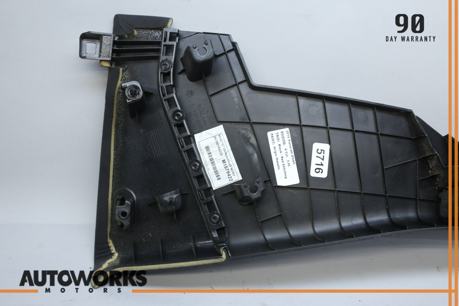 14-19 Maserati Ghibli M157 Rear Left Driver Side C Pillar Trim Panel OEM