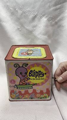 1968 Matty Mattel Presents Blippy In The Music Box Tin Wind Up
