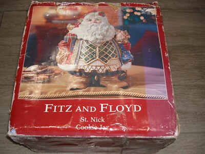 VINTAGE 2003 Fitz and Floyd Christmas St Nick Cookie Jar MINT!