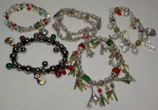 LOT OF CHRISTMAS STRETCH BRACELETS BEADED CHARMS 2