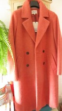 Luxe Peach Coat Wool Alpaca Knee Length Lined Trench & Coat Uk12 Us8 Bnwt £255