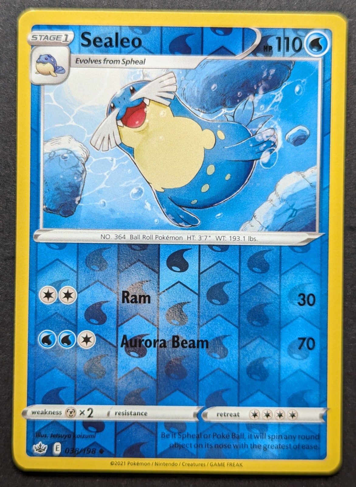 Sealeo 2021 Chilling Reign Reverse Holo Pokemon Card 038/198 (NM)