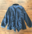 Chico's Women's Linen Blazer Sz 0 US Sz S Solid Blue Drape Front 3/4 Sleeve — photo 2
