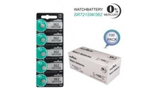 100 x Murata 362 battery Silver oxide SR721SW 1.55V for Watches