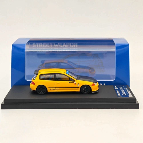 STREET WEAPON 1/64 Honda Civic EG6 Yellow Diecast Models Car Toy Limited 500 - Picture 2 of 8