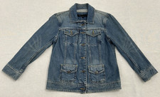 Marc By Marc Jacob Denim Jacket Blue Embroidered Logo 3/4 Sleeve Womens Size 2