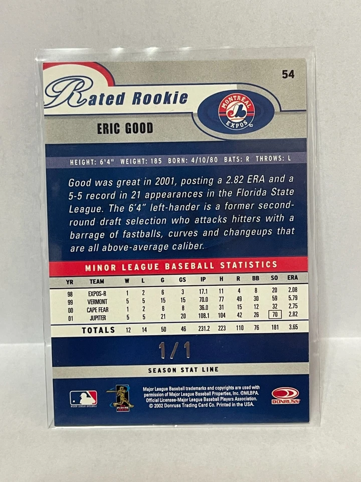 2003 Donruss Stat Line LUIS MARTINEZ #49 - National Convention Embossed 1/1 - Image 2 of 2