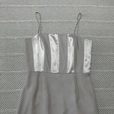 Champagne Long Gown Adrianna Papell Occasions Shimmery Neutral Sz 6 Formal Dress