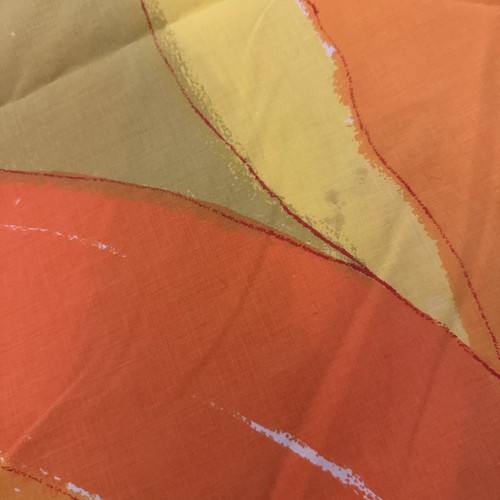 Vtg Vera Neumann 3 Pc Full Flat Sheet & 2 Pillowcases Retro Orange Yellow Green - Picture 8 of 11