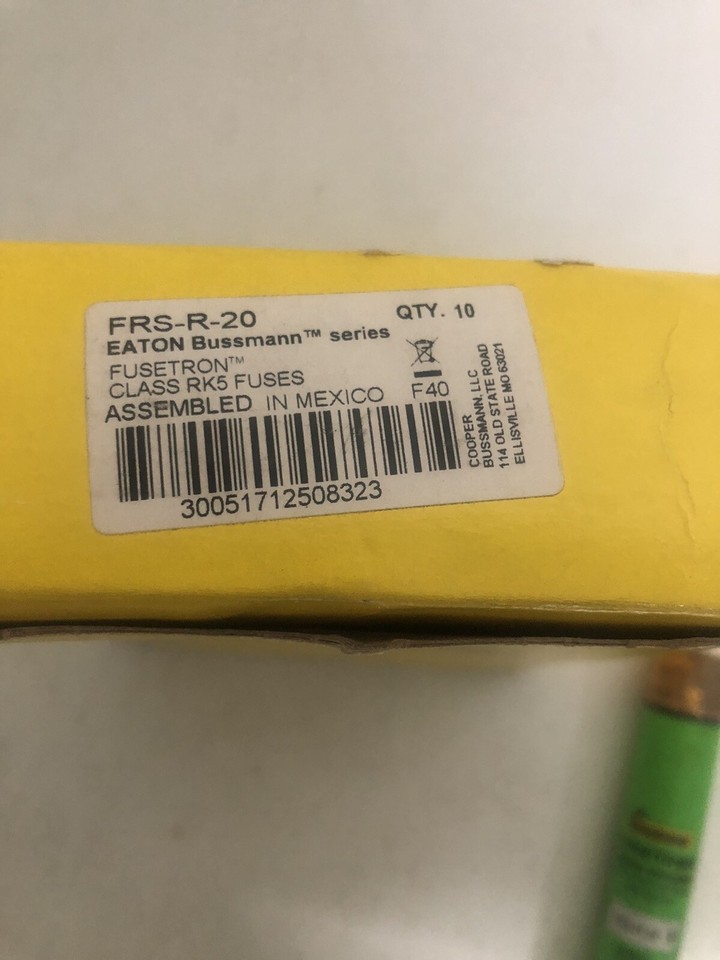 Cooper Bussmann FRS-R-20 Cartridge Fuse Rk5 (Box of 10) | eBay
