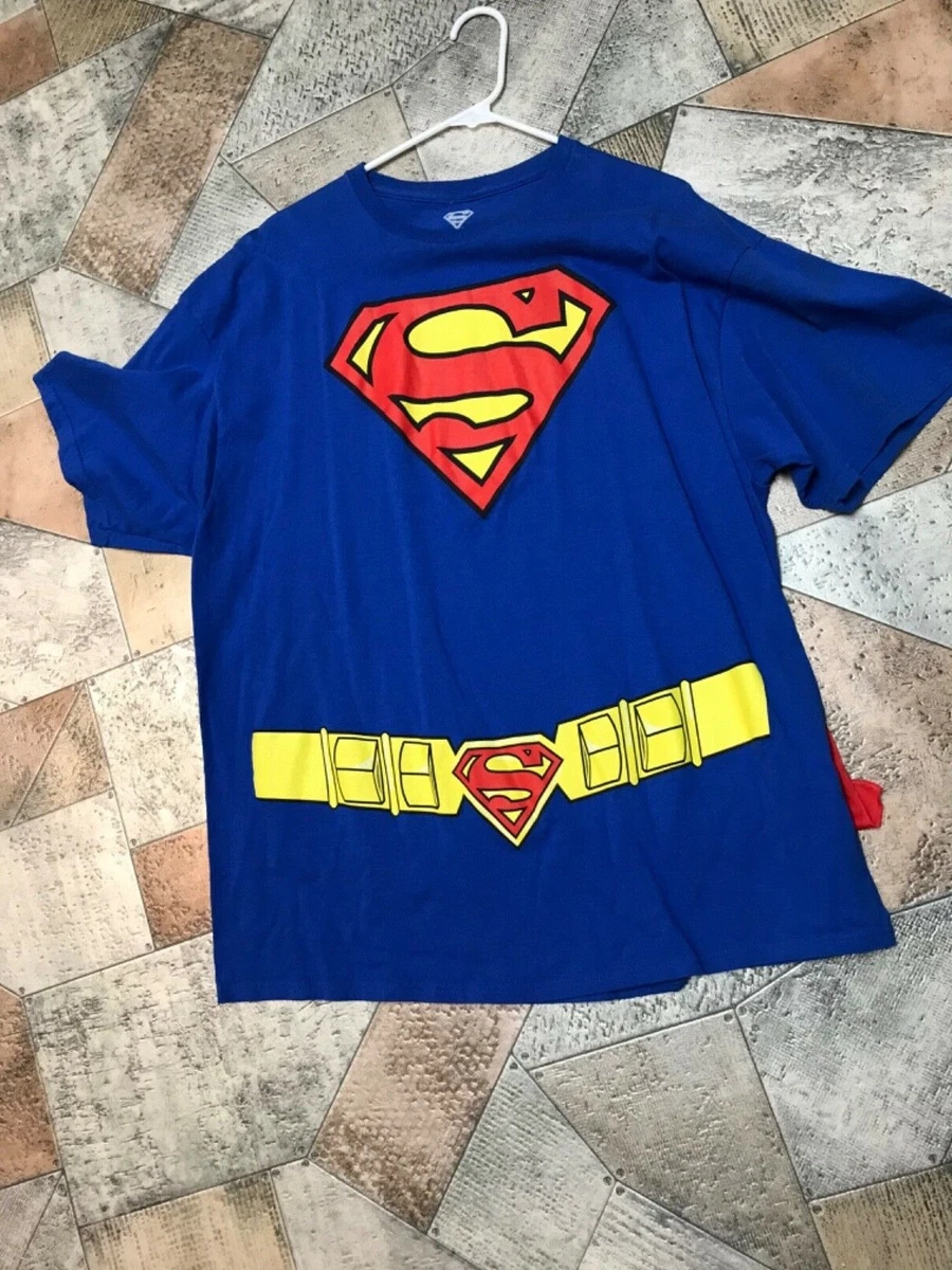 SUPERMAN GRAPHIC T SHIRT WITH DETACHABLE CAPE DC COMICS TM SZ XXL 100 COTTON
