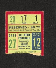 AUGUST 12, 1960 BALTIMORE COLTS VS. COLLEGE ALL STARS  FOOTBALL GAME TICKET STUB