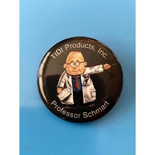 Vintage Professor Schmart TIDI Products ADA Dental Pinback Button Pin