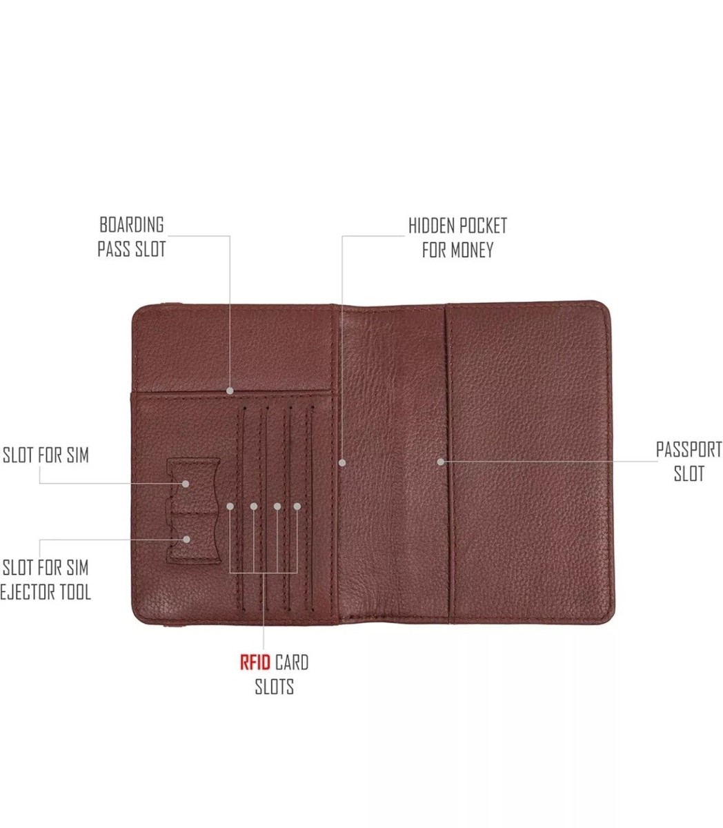 Porte-passeport en cuir de vache véritable pour passeport - Long