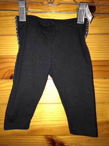 NWT Carter's Girls Black Pants w/Gold & Silver Ribbon Trim Down Sides 9 Months - 第 1/2 張圖片