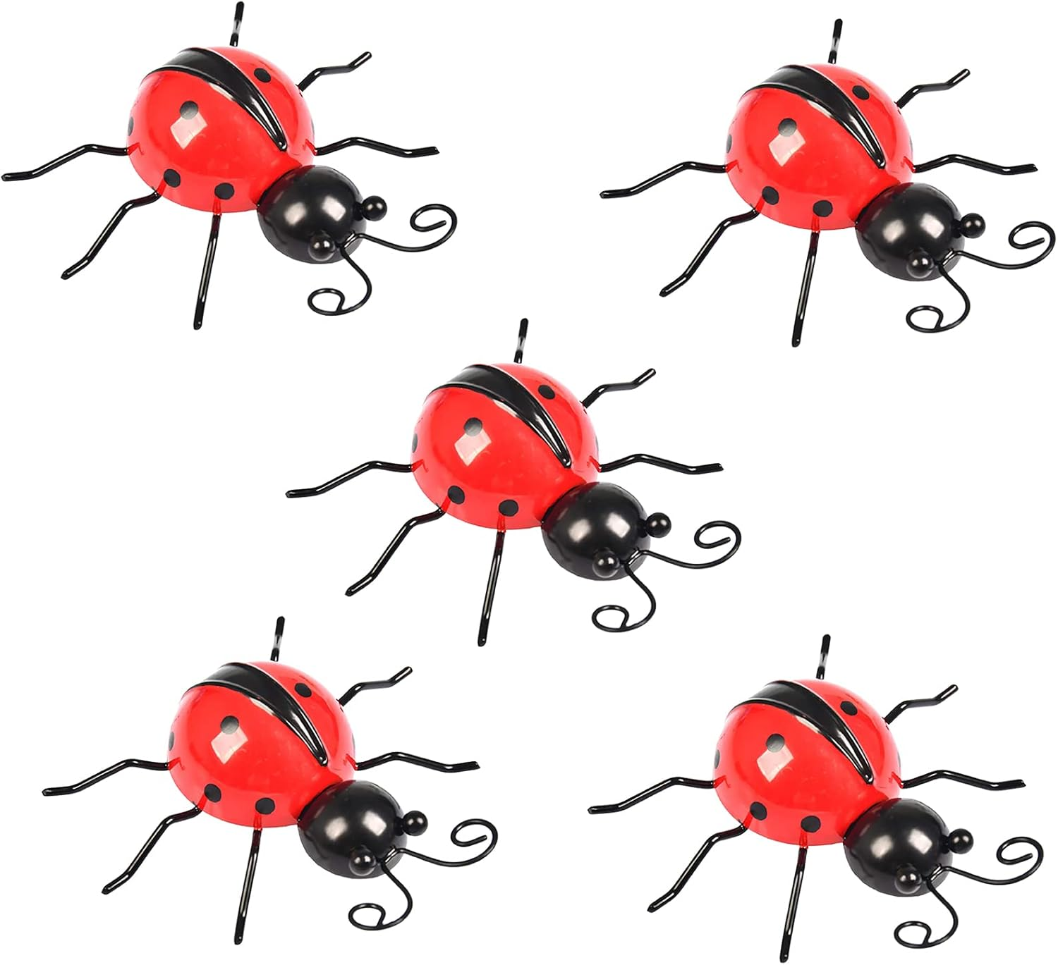 3D Metal Ladybugs Garden Fence Decor - Bulk Cute Yard Art Sculpture