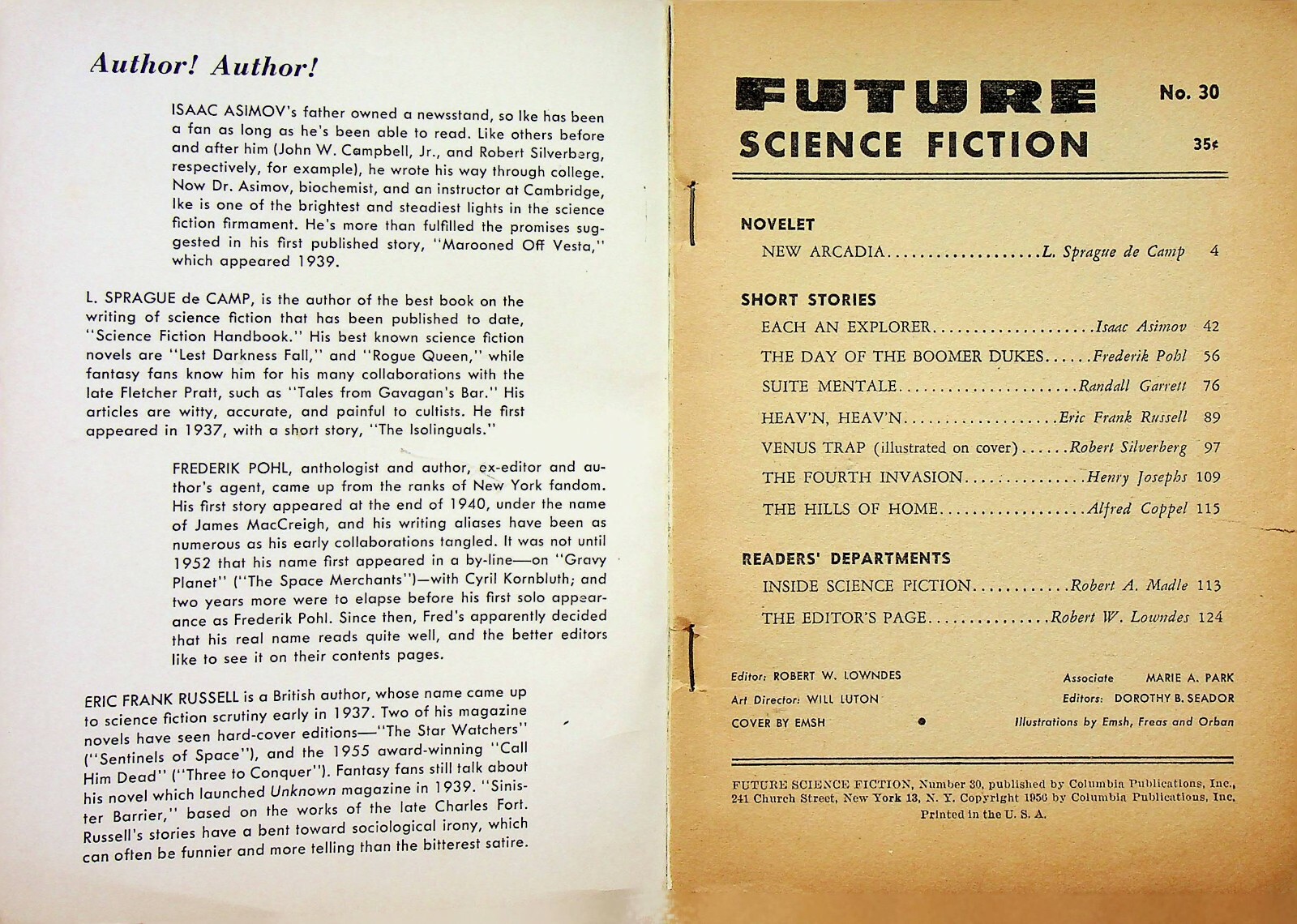 Vtg 1956 PULP "Future Science Fiction" Each an Explorer by Isaac Asimov  m1828 | eBay