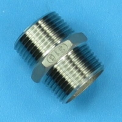 Gewindefitting Doppelnippel 1/8'' - 4'' Edelstahl V4A Gewinde 2 x Außengewinde VA