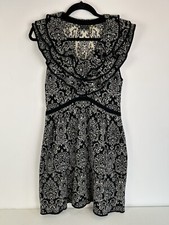 Anthropologie Leifsdottir Sweater Dress Cashmere Blend Black White Paisley Large