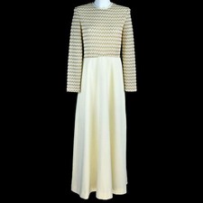R K KNITS Vintage Maxi Dress Small 4-6 Romantic Retro Mod Princess 1960's Gown