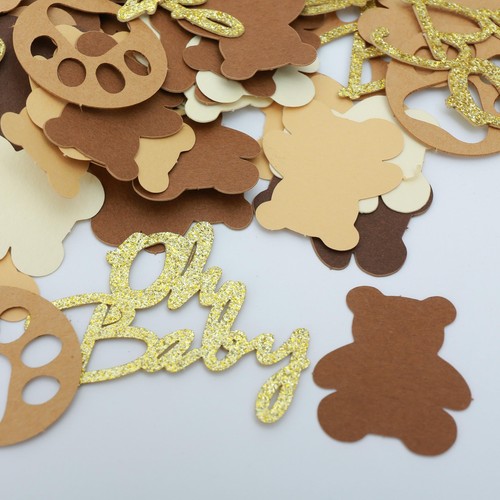 Cream Brown Bear Baby Shower Party Table Decorations Gold Oh Baby 520 Pieces - Picture 4 of 9