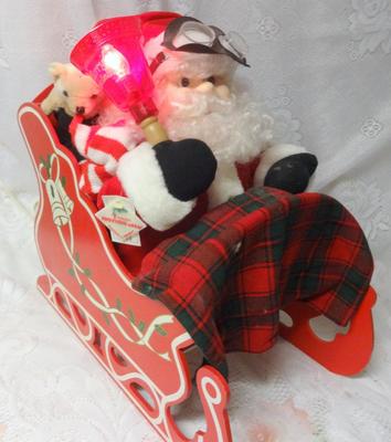 Vintage Animated SANTA CLAUS on Sleighs Lighted TELCO Motion-ettes Original Tag