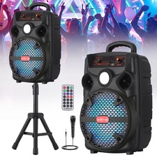 8" Woofer Portable 1100W Bluetooth Party Speaker W/ Tripod Stand Remote Mic LED