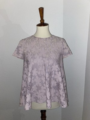 Authentic Pink Christian Dior Cutout Blouse Top With Under Slip - Free Shipping 