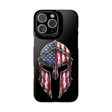 Slim Phone Case with American Flag Spartan Helmet USA Patriot Gift for iPhone