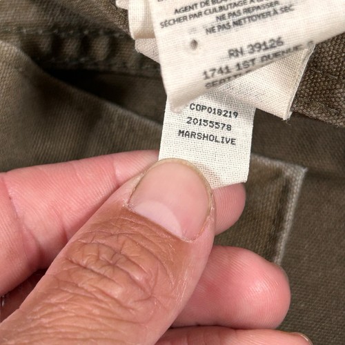 Filson Pants Size 37x29 Mens Marsh Olive Dry Tin Cloth 10.5 Ounce Waxed READ - Picture 9 of 18