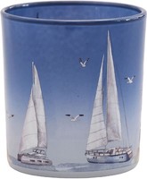 Clayre & Eef 6GL5375 Teelichthalter Blau Durchmesser 7X8 Cm