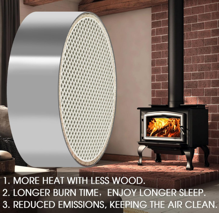Wood Stove Catalytic Combustor 6"x2" Ceramic Converter for Longer Burn Time