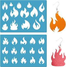 2 Styles Flame Stencil Fire Airbrush Flames Burn Blaze Stencils Reusable Acrylic