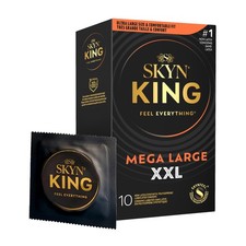 SKYN King Mega Large XXL Non-Latex Lubricated 10 Count Pack of 1 , Clear