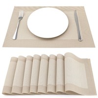 Abwaschbare Tischsets 8Er Set Gewebte Platzsets Beige 45X30Cm PVC Polyester
