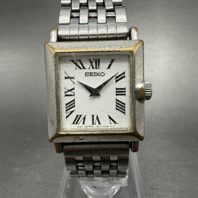 Seiko Tank Watch Women 20mm White Dial Silver Tone Square V400