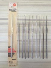 10 Boye Steel Crochet Hooks, One 1920's Antique, One Original Packaging, Vintage