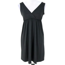 Mary McFadden Dress Womens XS Black Stretch Knit Mini Faux Wrap Party Beach