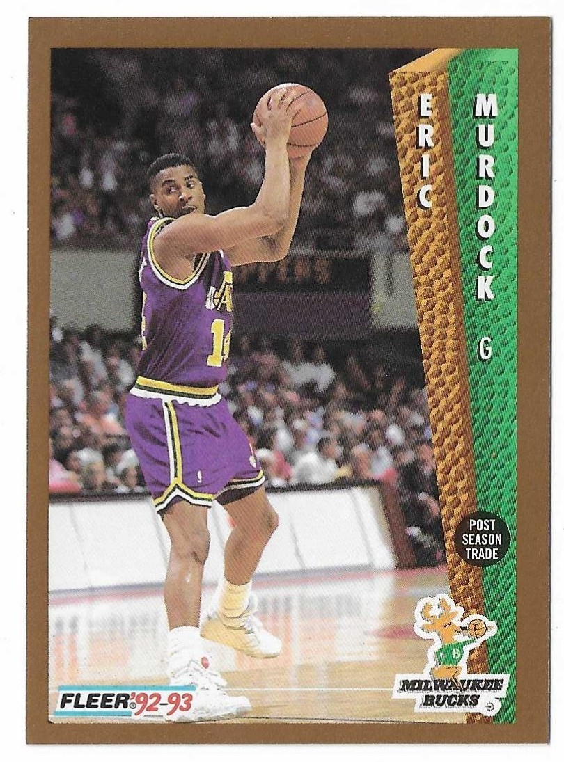 1992-93 Fleer Basketball Eric Murdock Card #128 Milwaukee Bucks