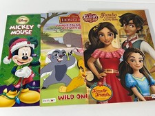 Lot of 3 Coloring  Activity Books - Mickey Mouse Christmas Lion King Elena