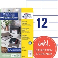 Adressaufkleber Avery Zweckform 3424-10 120 Etiketten 105X48Mm A4 Weiß FSC