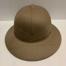 Vintage Military Pith Sun Hat Hard Helmet With Chin Strap 8415-161-4773