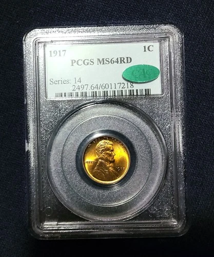 1917 Lincoln Cent PCGS MS 64RD CAC, CAC Stickerd population of only 15