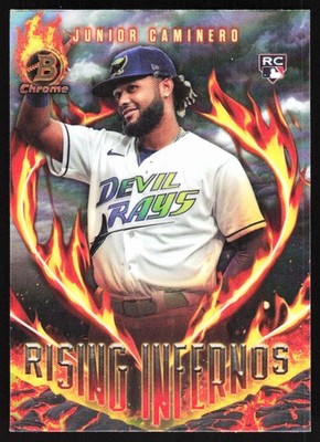 Junior Caminero 2024 Bowman Chrome Refractor  Rising Infernos RC #RI-6 Rays