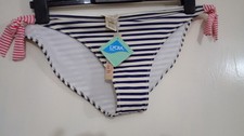 Accessorize Women's Striped Bikini Bottoms Size 18 Tie  Sides Navy Pink White