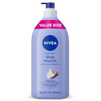 NIVEA Shea Nourish Body Lotion for Dry Skin with 33.8 Fl Oz (Pack of 1) 
