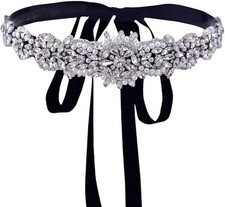 Rhinestone Bridal Belt Pearl Crystal Wedding Dress Sash Belt Shiny Handmade W...