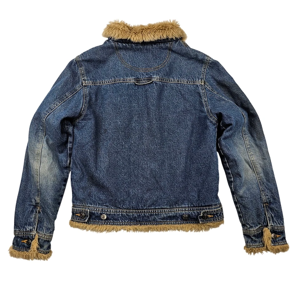 Denim Jean Jacket Girls 14 Faux Fur Trim Trucker Style Amy Byer California - Image 2 of 4