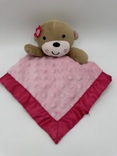 Garanimals Monkey Security Blanket Lovey Plush Pink Satin Flower